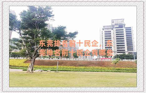 东莞排名前十民企，东莞排名前十民企有哪些