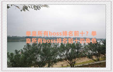 拳皇所有boss排名前十？拳皇所有boss排名前十的角色